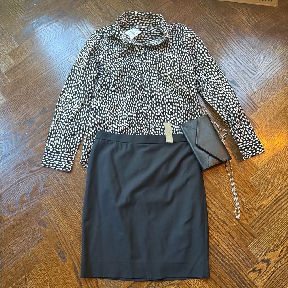 J Crew Elegant wool Black pencil Skirt